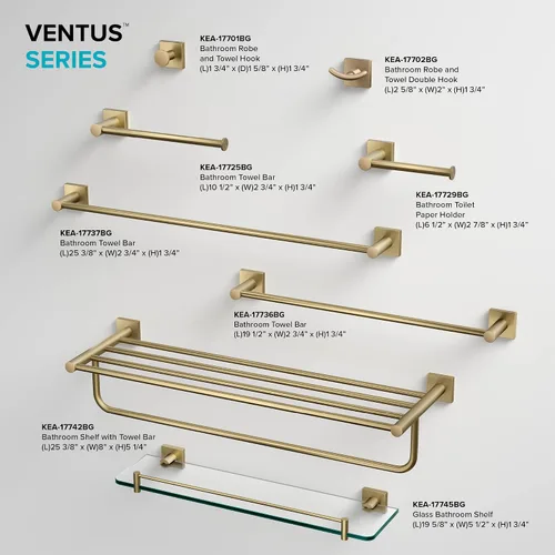 Miniatura 9 de KRAUS Toallero de baño Ventus, acabado dorado cepillado