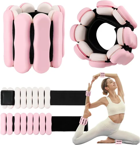 Miniatura 13 de Pesas de tobillo y muñeca para mujeres y hombres, pesas ajustables para brazos y piernas, juego de 2 (1 libra/2 libras cada una), bandas de silicona