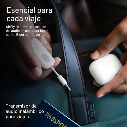 Miniatura 6 de Twelve South AirFly SE Adaptador de transmisor de audio inalámbrico Bluetooth para AirPods/auriculares, batería de más de 20 horas, funciona