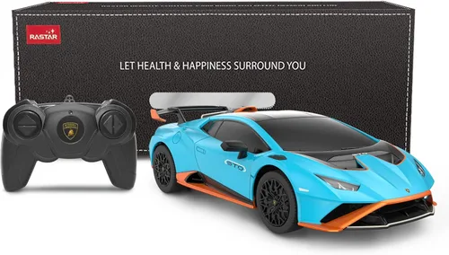 Miniatura 9 de RASTAR por Lamborghini Huracan STO RC Car 1:24 Escala Control Remoto Coche de Juguete, Vehículo Modelo R/C para Niños Negro RC - Azul