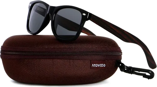 Miniatura 3 de ANDWOOD Gafas de sol de madera polarizadas para hombres y mujeres, protección UV, marco de bambú de madera, gafas de sol espejadas