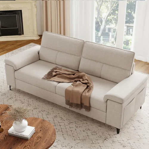 Miniatura 25 de Upvilla Sofá moderno de 71.25 pulgadas para sala de estar, sofás de asiento profundo con cojín de 8 pulgadas, cómodo sofá de amor de felpilla de 2