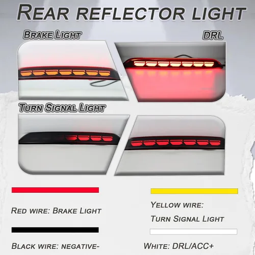 Miniatura 2 de Juego de kit de ensamble de luz de parachoques trasera LED con lente roja para Honda Civic Hatchback 2022-2024, luz de intermitente y luz de freno