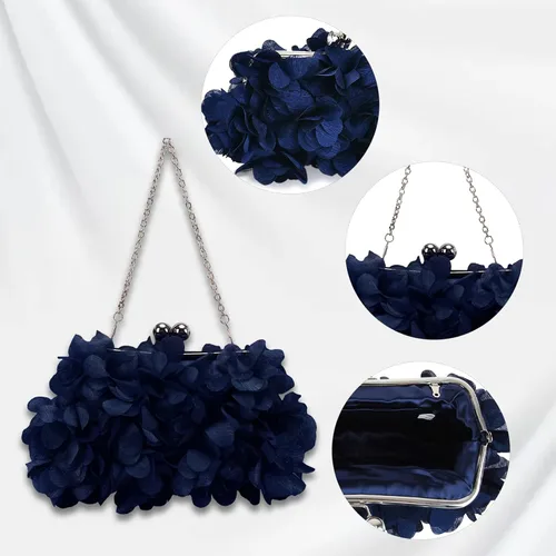 Miniatura 4 de JAMBHALA Bolsos de mano de noche con apliques florales, pequeños monederos de embrague para mujer