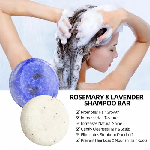 Miniatura 4 de DBEAUTYM Paquete de 2 barras de champú para el cabello con lavanda y romero, limpieza profunda para la pérdida de cabello del cuero cabelludo
