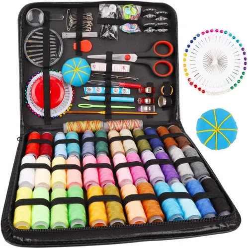 Miniatura 7 de Kit de costura, mini kits de costura portátil con cremallera para adultos, viajeros, principiantes, emergencias, reparación familiar, suministros