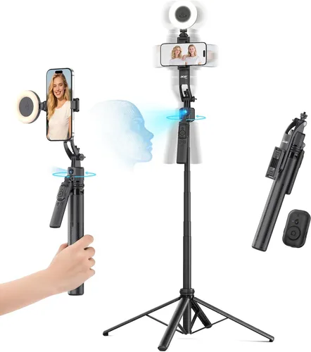 Acer Gadget - Trípode de seguimiento facial automático para iPhone/teléfono celular/Android/cámara con luz y control remoto, 64 pulgadas, sin