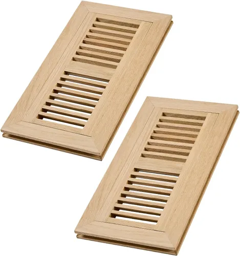 Miniatura 20 de Registro de piso de madera de roble blanco, montaje empotrado con marco, 4 x 10 pulgadas, sin terminar Blanco (White Oak)