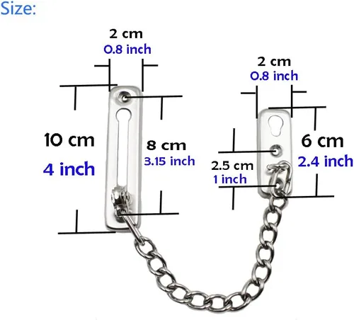 Miniatura 2 de Cadena de puerta de seguridad 304 Puerta de fundición de acero inoxidable Cerradura montada en superficie Acabado cepillado (estilo B)