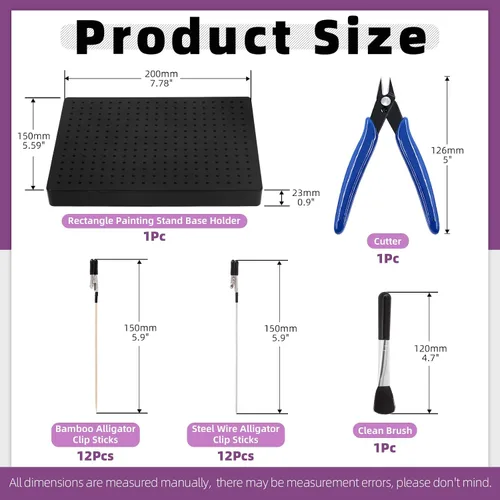 Miniatura 2 de Swpeet Soporte de base de pintura profesional de 37 piezas y compatible con Gundam Modeler, herramientas básicas con kit de palos de clip