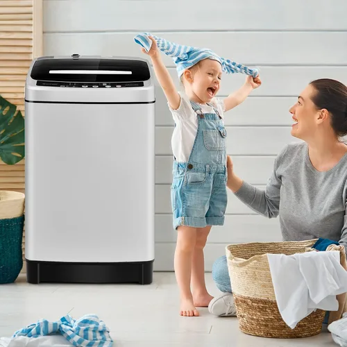 Miniatura 7 de ARLIME Lavadora portátil 2 en 1, lavadora completamente automática de 1.5 pies cúbicos de capacidad, lavadora y secadora giratoria con manguera Gris