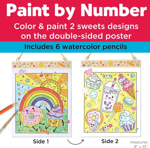 Miniatura 2 de Faber-Castell Paint by Number Sweets - Pintura de acuarela para niños por números, manualidades para edades de 6 a 8 años en adelante