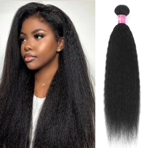 Extensiones de cabello humano lacio tipo afro, 12 meses de vida útil de 10, 12 y 14 pulgadas, paquetes de cabello lacio brasileño Yaki 100% sin