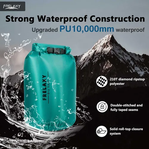 Miniatura 3 de Frelaxy Bolsa seca impermeable, paquete de 2/3, bolsas secas portátiles ligeras, 5L, 15L y 25L, juego de sacos secos duraderos que mantienen