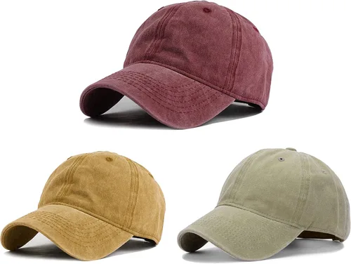 Miniatura 34 de HH HOFNEN Gorra de béisbol de algodón de sarga lavada y desgastada, vintage, ajustable, para hombre y mujer