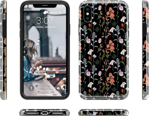 Miniatura 3 de Casely Funda para iPhone X/XS Jardín Secreto Flores mixtas Diseño clásico ultra delgado