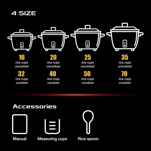 Miniatura 4 de Pantin Arrocera eléctrica comercial – 20 tazas crudas / 40 tazas de capacidad cocida con taza medidora y cuchara – olla arrocera grande de alta