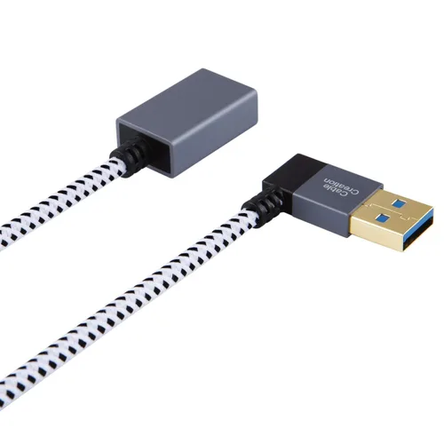 Miniatura 7 de CableCreation Cable de extensión USB 3.0 corto de 1 pie, cable extensor USB macho a hembra en ángulo izquierdo, USB 3.0 de 90 grados para VR