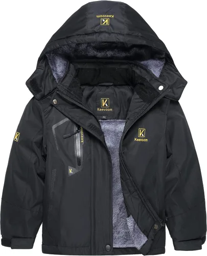 Keevoom Chaqueta de esquí impermeable para niña, abrigo de nieve a prueba de viento, cálida chaqueta de snowboard de invierno con capucha extraíble,