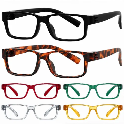 Miniatura 9 de Eyekepper Paquete de 5 gafas de lectura de gran tamaño con marco cuadrado grande para hombres y mujeres - Negro +2.50 Paquete de 5 todo negro