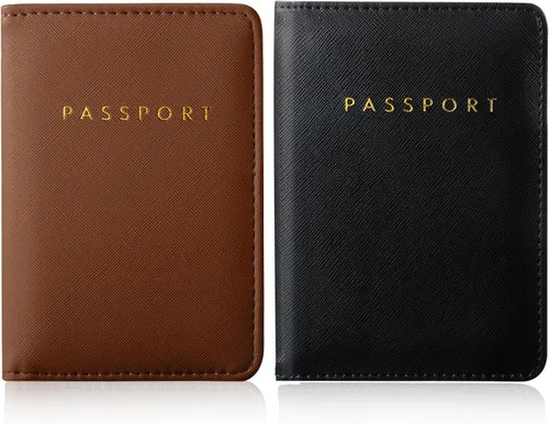 Miniatura 13 de 2 piezas de funda de pasaporte para viaje, impermeable, de cuero, cartera, libro de viaje, artículos esenciales para crucero para mujeres y hombres