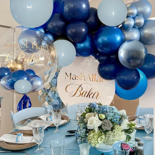 Miniatura 6 de Globos Azules Metálicos Globo Azul, 60 Piezas 12 Pulgadas Kit de Globos Azules Cromados Globos de Látex Azul Marino Perla Claro Macarrón