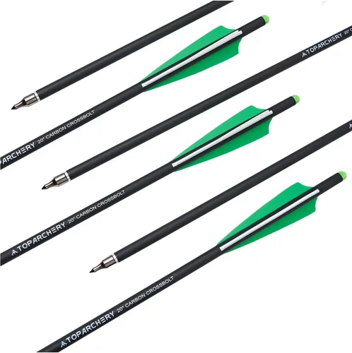 Miniatura 5 de TOPARCHERY 12 piezas de ballesta flechas ballesta pernos de 16 pulgadas/20 pulgadas de caza de tiro con arco flechas de carbono con paletas de 4