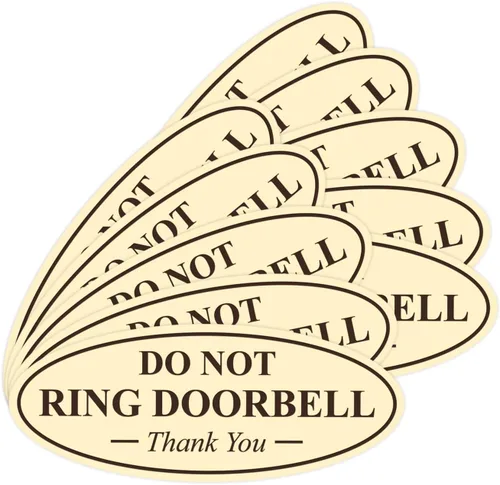 Miniatura 39 de All Quality Cartel de agradecimiento ovalado con texto en inglés «Do not Ring DOORBELL», color negro, pequeño, 1 paquete
