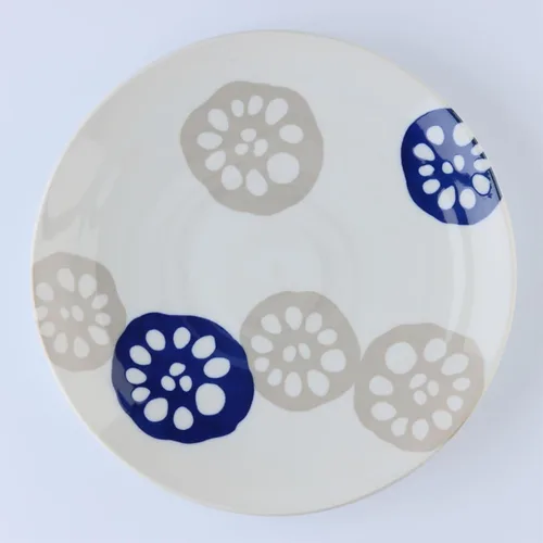 Miniatura 2 de Mino Ware - Juego de platos pequeños japoneses ligeros, Renkon, platos para servir, regalo, juego de 4, regalo, azul índigo, 6 pulgadas