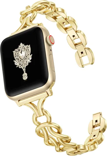 Miniatura 13 de TOYOUTHS - Pulsera celta compatible con bandas de Apple Watch 38/40/41/42/44/45/46/49 mm para mujeres, cadena elegante de joyería de metal de acero