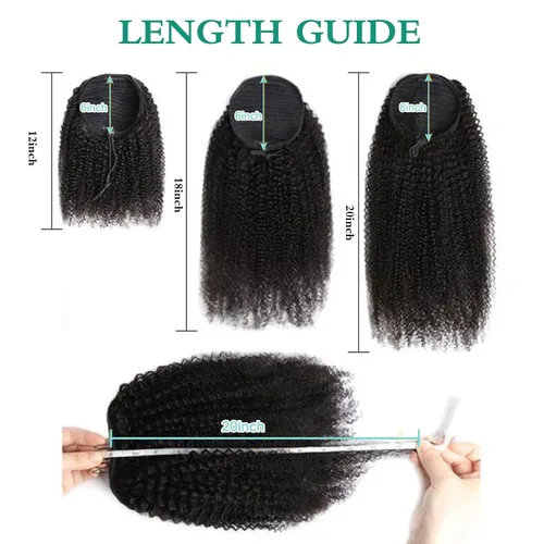Miniatura 4 de Cola de Caballo con Cordón Afro Puff Cabello Humano Afro Rizado Crespo Cola de Caballo con Cordón 4C para Mujeres Negras Extensión de Cabello Humano
