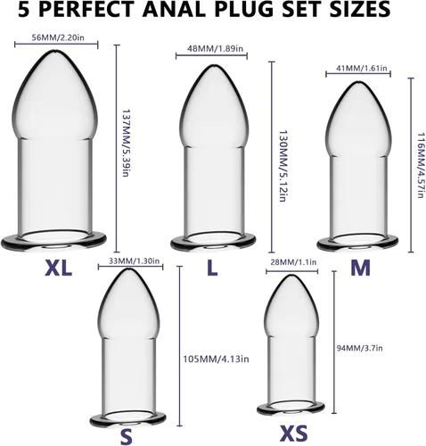 Miniatura 2 de AMAZBEE Juego de 5 tapones anales de silicona suave, dilatador anal hueco para adultos, juguete sexual anal, kit de bondage para hombres, mujeres