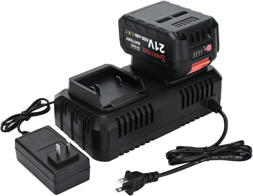 Pantalla de cantidad de batería de 21 V y base dual, batería de 4.0 Ah con adaptador de cargador indicador LED compatible con soplador de hojas