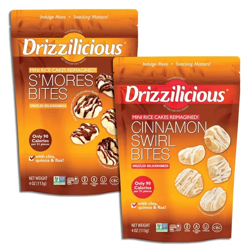 Drizzilicious Mini Tostadas de Arroz - Tostadas de Arroz Crujientes, Snack Saludable para Adultos y Niños, Tostadas de Arroz Saborizadas, Veganas,