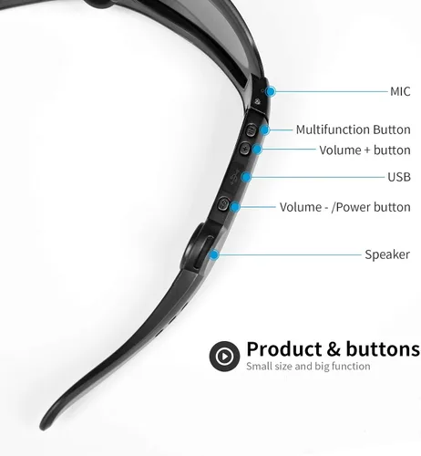 Miniatura 4 de Gafas inteligentes Bluetooth con audio de oído abierto, control de voz, altavoz incorporado, lente transparente