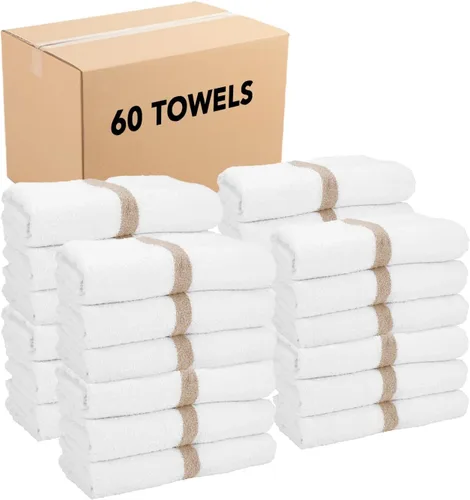 Miniatura 14 de Arkwright - Paquete de 6 toallas blancas de baño para gimnasio, 100 % algodón, suaves, de secado rápido, absorbentes del sudor, toallas de calidad