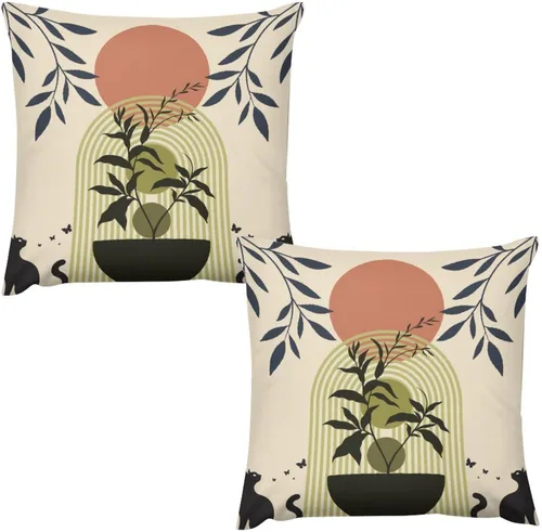 Miniatura 48 de Juego de 2 fundas de almohada florales retro de los años 70, Groovy Funky Hippie Flor Naranja Estética Boho Fundas de Almohada de 16 x 16 pulgadas