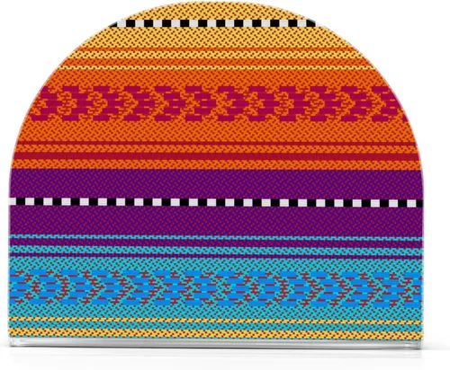 Miniatura 2 de Servilletero mexicano a rayas naranja y morado para mesa, dispensadores de servilletas de tejido acrílico, servilleteros de cóctel transparentes