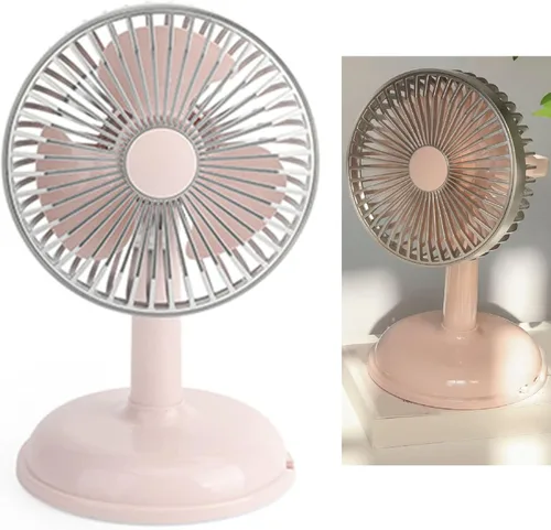 Ventilador de escritorio pequeño, ventilador de mesa vintage, ventilador de mesa vintage con carga USB, ventiladores pequeños de metal portátil