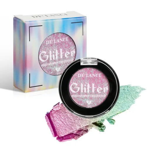 Miniatura 8 de Sombra de ojos verde azulado, paleta de sombras de ojos con purpurina multicromada altamente pigmentada con cambio de verde azulado a azul dorado