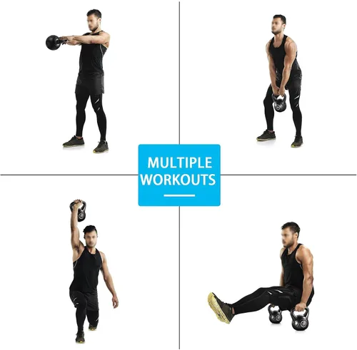 Miniatura 6 de Yaheetech Pesas rusas de 35 libras, para hombres y mujeres, gimnasio en casa, equipo de ejercicio y fitness con base plana ancha y agarre