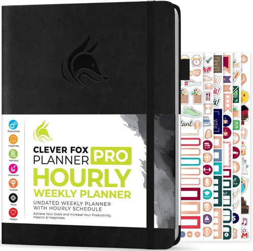 Miniatura 7 de Clever Fox Agenda PRO - Agenda semanal y mensual sin fecha con ranuras de tiempo, libro de citas y organizador diario, A4 (gris)