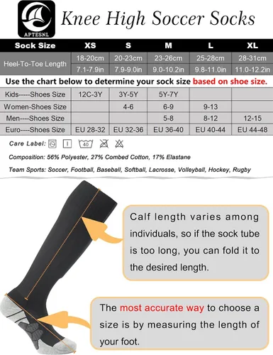 Miniatura 2 de APTESOL - Calcetas de fútbol hasta la rodilla (paquetes de 1/3/5) Calcetas acojinadas para niños, jóvenes, adultos, para equipos deportivos OTC