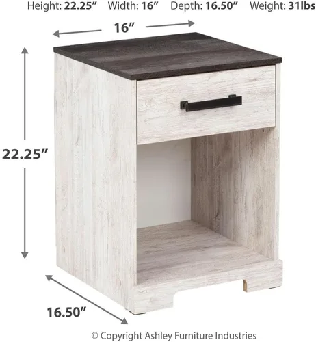 Miniatura 3 de Signature Design by Ashley Shawburn Farmhouse - Mesita de noche con 1 cajón, color blanco y gris