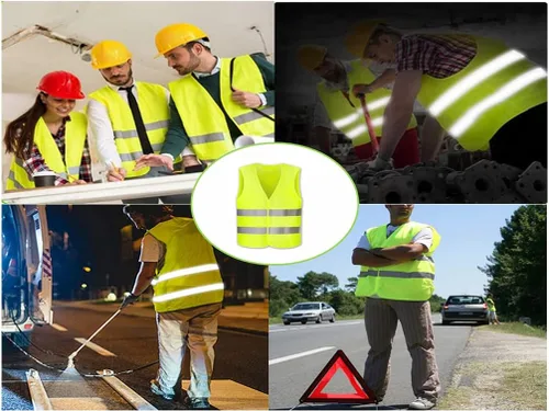 Miniatura 7 de Anlising 4 chalecos de seguridad de alta visibilidad, chalecos de seguridad Hi Vis con 2 rayas reflectantes, chaleco reflectante para trabajo