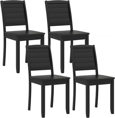 Giantex Juego de 4 sillas de comedor de madera, sillas de cocina modernas con patas de madera de goma, respaldo curvo, silla de comedor de granja,