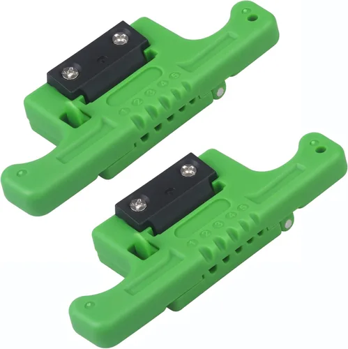 Paquete de 2 pelacables de fibra óptica FTTH, herramienta de acceso de 0.075-0.118 in, pelacables sueltos de tubo amortiguador, color verde