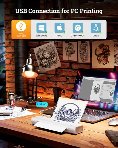 Miniatura 5 de Itari TP81 - Impresora de plantillas de tatuajes Bluetooth - Máquina de tatuaje con 10 piezas de papel de transferencia 100% libre de alérgenos