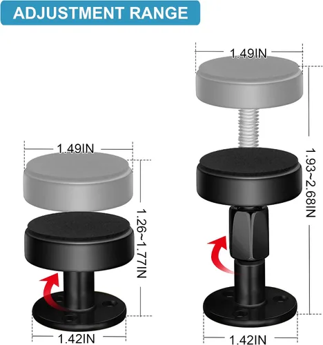 Miniatura 2 de 2 piezas de marco de cama ajustable negro anti-sacudidas, tapones de cabecera con almohadillas y tornillos para muebles, no más crujidos, protege