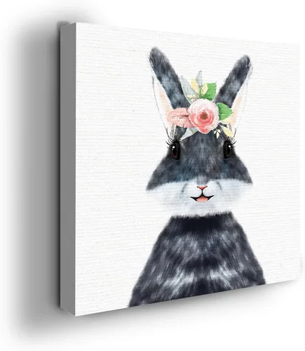 Miniatura 47 de Mavis Print - Lienzo decorativo para pared con diseño de conejo/conejo, 36 x 36 pulgadas, decoración de pared de animales impresos en HD y marco